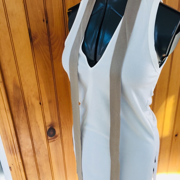 Zara white beige hi low asymmetrical tunic top - Picture 2 of 7